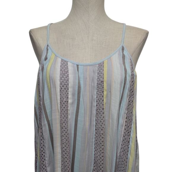 Soft Surroundings Striped Crochet Maxi Dress Blue Stripe Sleeveless Size Medium - Picture 7 of 9